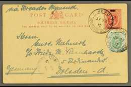 KOKO 1912 "½d" On 1d Postal Stationery Card To Germany Uprated ½d Ed VII Both Tied By Koko Jy 22 12 Southern Nigeria 2 R - Nigeria (...-1960)