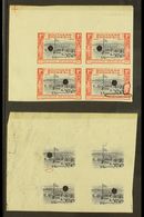 1940 1d Violet- Blue And Scarlet BSAC Golden Jubilee IMPERFORATE PROOF BLOCK OF FOUR In The Issued Colours Each With A P - Zuid-Rhodesië (...-1964)