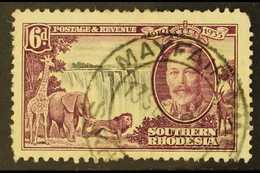 MAYFAIR MINE POSTMARK. 1935 6d Jubilee Stamp (faults) Cancelled By A Very Fine Strike Of The Rare "MAYFAIR MINE" Cds Of  - Southern Rhodesia (...-1964)