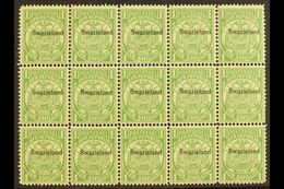 1889-90 1s Green, SG 3, Reprint Block Of 15 Stamps. Never Hinged Mint For More Images, Please Visit Http://www.sandafayr - Swaziland (...-1967)