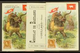 1908 Stamp Designs On Advertising Cards, ALL Different, Seldom Seen (3 Cards) For More Images, Please Visit Http://www.s - Thailand