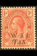 1919 1d Scarlet, SG Type 42 "WAR TAX" DOUBLE OVERPRINT, SG 150a, Very Fine Mint. For More Images, Please Visit Http://ww - Turks & Caicos (I. Turques Et Caïques)