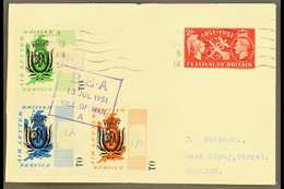 BRITISH AIR LETTER SERVICE 1951 (13 July) Cover From Isle Of Man To West Kirby Bearing B.E.A. 6d, 11d And 1s 4d Labels W - Autres & Non Classés