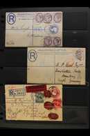 VICTORIA TO GEORGE V COVERS An Attractive Selection Of Uprated Postal Stationery Registered Covers Posted Overseas. Incl - Andere & Zonder Classificatie