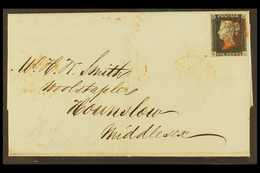 1840 (25 Aug) EL From Rochdale To Houndslow Bearing 1d Black 'KL' (plate 4) With 4 Large Margins Tied Red MC Cancellatio - Zonder Classificatie