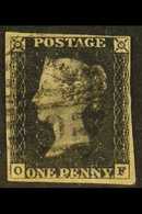 1840 1d Black 'OF' Plate 1b, SG 2, 4 Margins, Used With NUMERAL LONDON DISTRICT 1857-type Cancellation. Small Tear At Ba - Zonder Classificatie