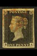 1840 1d Intense Black 'BA' Plate 1b, SG 1, Used With 4 Margins & Red MC Cancellation. Spectacular. For More Images, Plea - Zonder Classificatie