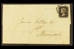 1841 (18 Feb) EL From London To Bromyard (Hereford) Bearing 1d Black 'DJ' Plate 6 With 4 Margins Tied Crisp Black MC Can - Ohne Zuordnung