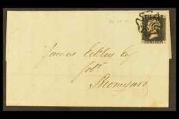 1841 (18 Feb) EL From London To Bromyard (Hereford) Bearing 1d Black 'DJ' Plate 6 With 4 Margins Tied Crisp Black MC Can - Unclassified