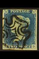 1840 2d Blue 'KD' Plate 1, SG 5, Used With 4 Margins & Crisp Black MC Cancellation. For More Images, Please Visit Http:/ - Otros & Sin Clasificación