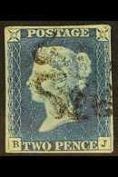 1840 2d Blue 'BJ' Plate 1, SG 5, Used With 4 Margins & Black MC Cancellation. For More Images, Please Visit Http://www.s - Andere & Zonder Classificatie