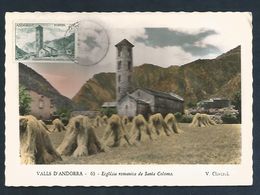 ANDORRE CARTE MAXIMUM 1956 EGLISE DE SANTA COLOMA - Cartes-Maximum (CM)