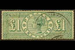 1891 £1 Green, SG 212, Used With Light Registered Oval Cancellations, 1 Short Perf But Nice Appearance. For More Images, - Autres & Non Classés