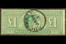 1902 £1 Dull Blue Green, SG 266, Cds Used (Guernsey Jan 18th 1912), Good Colour, Small Faults For More Images, Please Vi - Non Classificati