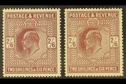 1911-13 2s6d Perf 14, Somerset House Printing On Ordinary Paper, SG315/317, Two Different Specialised Shades (dull Reddi - Zonder Classificatie