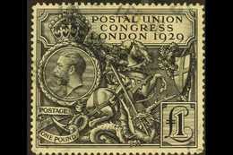 1929 £1 Black PUC, SG 438, Used With Light Registered Parcel Oval Cancels For More Images, Please Visit Http://www.sanda - Sin Clasificación