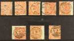 MALTA 4d Vermilion All Plates 7 To 14, SG Z49, Fine Used With "A25" Malta Cancels. (8 Stamps) For More Images, Please Vi - Other & Unclassified