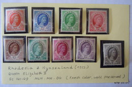 Rhodesia & Nyasaland Year 1953: Queen Elizabeth II Stamps. SC: 141-49 MH - Nyasaland (1907-1953)