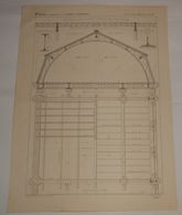 Plan De La Charpente En Fer Du Musée Céramique. Manufacture De Sèvres. 1864 - Obras Públicas