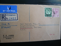 Mist Tangier And UK Reg/letter Littlehampton 6d Due  To USA Arrival 14.01.1954 - Variétés, Erreurs & Curiosités
