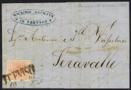 Lombardo-Veneto Sa Nr 5 On Letter Trevesio Seravalle Cancel On Back Nice Margins - Lombardo-Vénétie