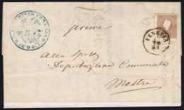 Lombardo-Veneto Letter Venice To Mestre 1859, Green Cachet Commission Guidi P'ale Sa 31 Wax Sealed - Lombardo-Venetien