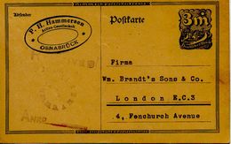 Allemagne 1924 " Marque Horaire D'arrivée " Sur Entier Postal Vers London - Horlogerie