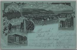 Gruss Aus Meiningen - Schloss Landsberg, Hoftheater, Henneberger-Haus - Mondschein-Litho Lithographie - Meiningen