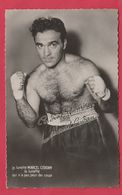 Boxe - Boxeur Français Marcel Cerdan (1916-1949 )- Autographe Pré Imprimé ( Voir Verso ) - Boxe