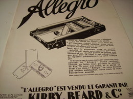 ANCIENNE PUBLICITE AIGUISEUR REPASSEUR ALLEGRO 1931 - Accesorios