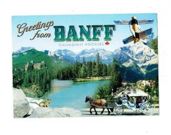 Cpm - Canada - Greetings From BANFF CANADIAN ROCKIES Totem Direction Attelage Cheval Souris Mouse - Cartes Modernes