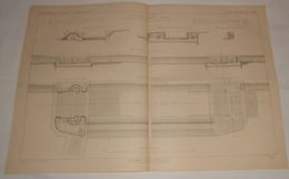 Plan Du Barrage éclusé De Melun. Ecluse  Maçonnerie. 1864 - Travaux Publics