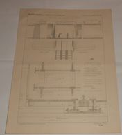 Plan D'un Type De Pont Rail De Naples à L'Adriatique. Poutres Tôles Droites. 1864 - Public Works