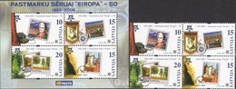 Sicherheitszähnung CEPT 2006 Lettland 656/9+Block 21 ** 5€ Blocs Stamps On Stamps Sheets Bf Latvija 50 Years EUROPA - Perforés