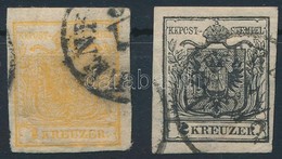 O 1850 1kr + 2kr (min. 27.000) (hibásak / Faulty Stamps) - Sonstige & Ohne Zuordnung