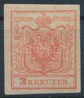 * 1850 3kr Eredeti, Kicsit Javított Gumival HP I.a1 Típus Certificate: Ferchenbauer - Sonstige & Ohne Zuordnung