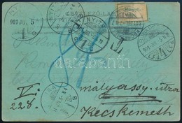 1901 Drótnélküli Sürgöny Levelez?lap Továbbküldve 'Elutazott' Jelzéssel, 8f Portóval / Postcard 'BUDAPEST' + 'NYITRA'    - Other & Unclassified