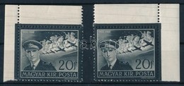 ** 1942 Kormányzóhelyettesi Gyász 2 Db ívsarki Bélyeg, Az Egyik 7, A Másik 9 Csillaggal (ívszélen Vízszintes Vonalak) - Other & Unclassified