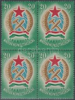 ** 1949 Alkotmány 20f Négyestömb, 3 Bélyeg Makkos Vízjellel / Mi 1053Ya Block Of 4, 3 Stamps With Factory Watermark (36. - Other & Unclassified