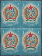 ** 1949 Alkotmány 1Ft Négyestömb, 2 Bélyeg Makkos Vízjellel / Mi 1055Ya Block Of 4, 2 Stamps With Factory Watermark (8.0 - Sonstige & Ohne Zuordnung