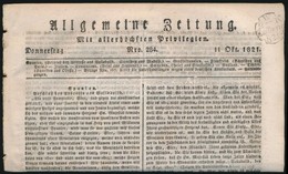 1821 Allgemeine Zeitung Szignettával - Other & Unclassified