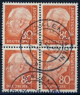 O 1956 Heuss Mi 264x Négyestömb / Block Of 4 (Mi EUR 260.-) - Sonstige & Ohne Zuordnung