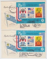 1975 100 éves Az UPU; Olimpia, USA Bicentenárium Blokk Mi 28 Fogazott és Vágott 2 Db FDC-n - Sonstige & Ohne Zuordnung