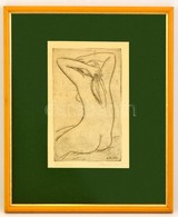 Borsos Miklós (1906-1990): N?i Akt Háttal. Rézkarc, Papír, Jelzett, üvegezett Keretben, 29×18 Cm - Sonstige & Ohne Zuordnung