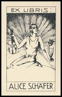 Michelle Reinbold (?-?): Ex Libris Alica Schafer (art Deco). Klisé, Papír, Jelzés Nélkül, 8×5 Cm - Autres & Non Classés