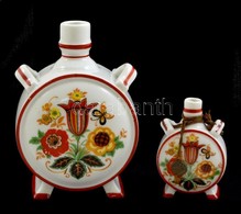 Zsolnay Porcelán Mini Kulacs, Matricás, Jelzett, Hibátlan, M: 7,5 és 12,5 Cm - Autres & Non Classés