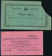 Cca 1885 2 Db Belép?jegy: Budapesti Általános Országos Kiállítás, Eötvös Loránd Menedékház Dobogók?, Az Egyik Sérült - Non Classés