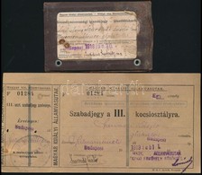 1912-1919 3 Db Vasúti Szabadjegy, Egy Vasúti Fényképes Igazolvány / Railway Tickets And Id - Ohne Zuordnung