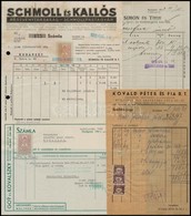 1913-1948 Bp., 4 Db Fejléces Számla, 3 Okmánybélyeggel (Schmoll és Kallós, Fischer Simon és Társai, Goy és Kovalszky) - Zonder Classificatie