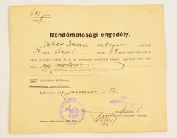 1919 Debrecen, Fegyvertartási Engedély Debreceni Lakos Részére - Zonder Classificatie